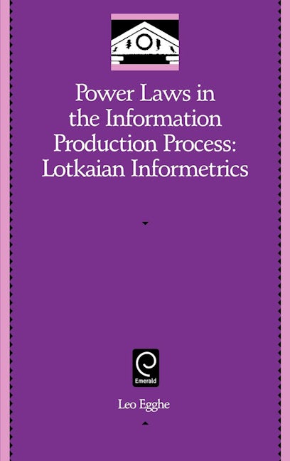 Book cover image for Power Laws in the Information Production Process ISBN: 9780120887538