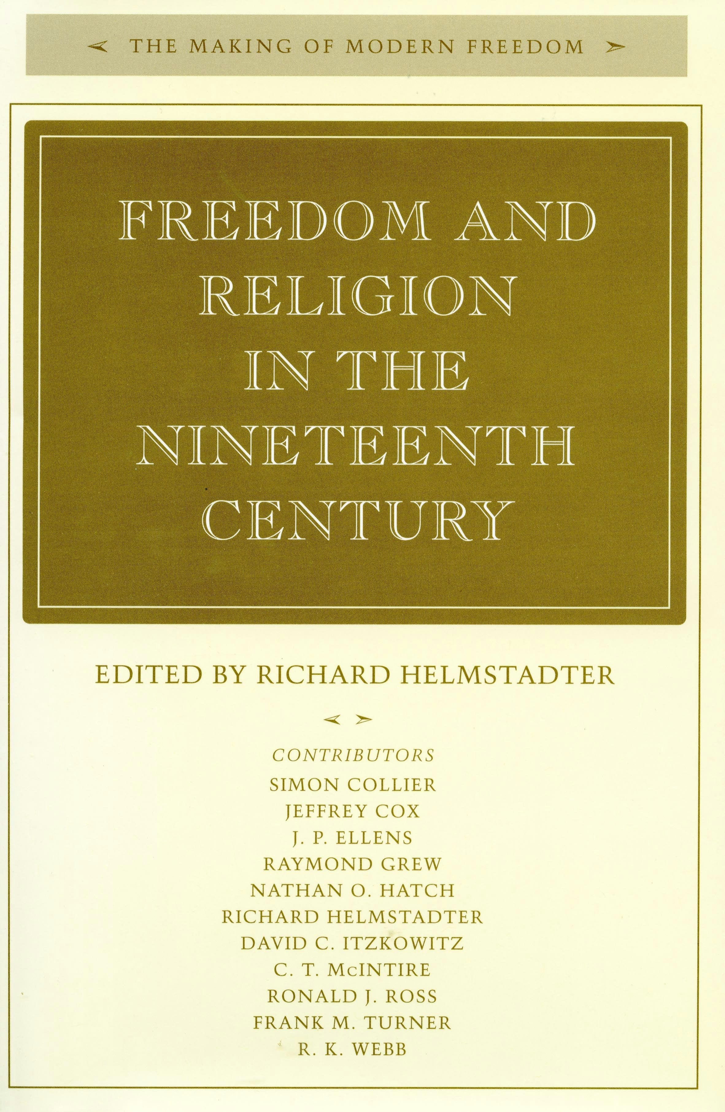 Book cover image for Freedom and Religion in the Nineteenth Century ISBN: 9780804730877