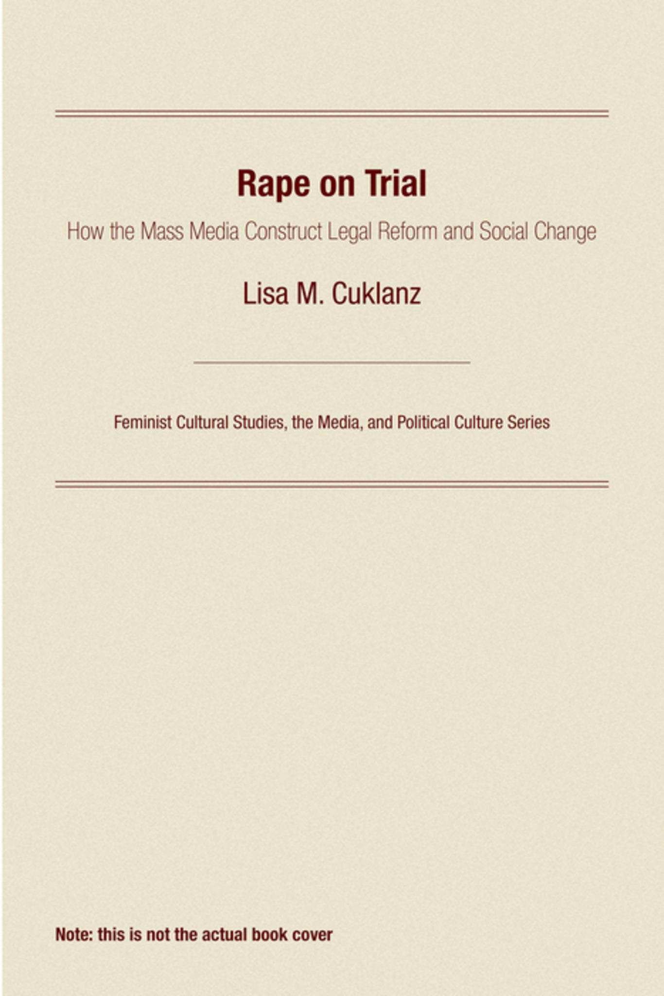 Cover image for Rape on Trial ISBN 9780812203998