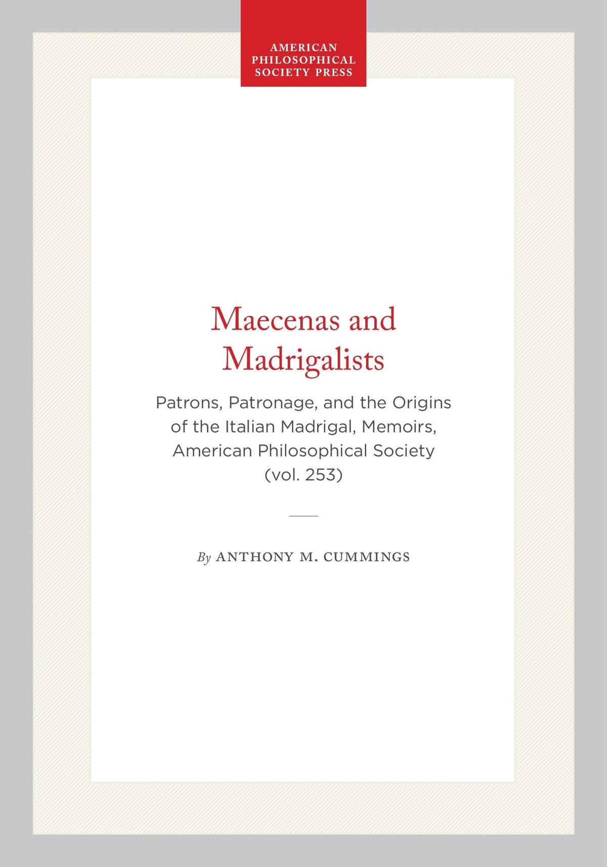 Cover image for Maecenas and Madrigalists ISBN 9780871693334