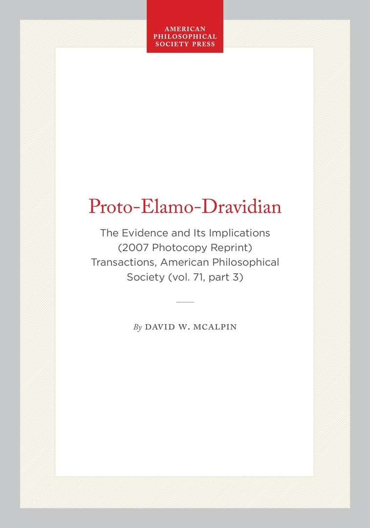 Cover image for Proto-Elamo-Dravidian ISBN 9780871697134