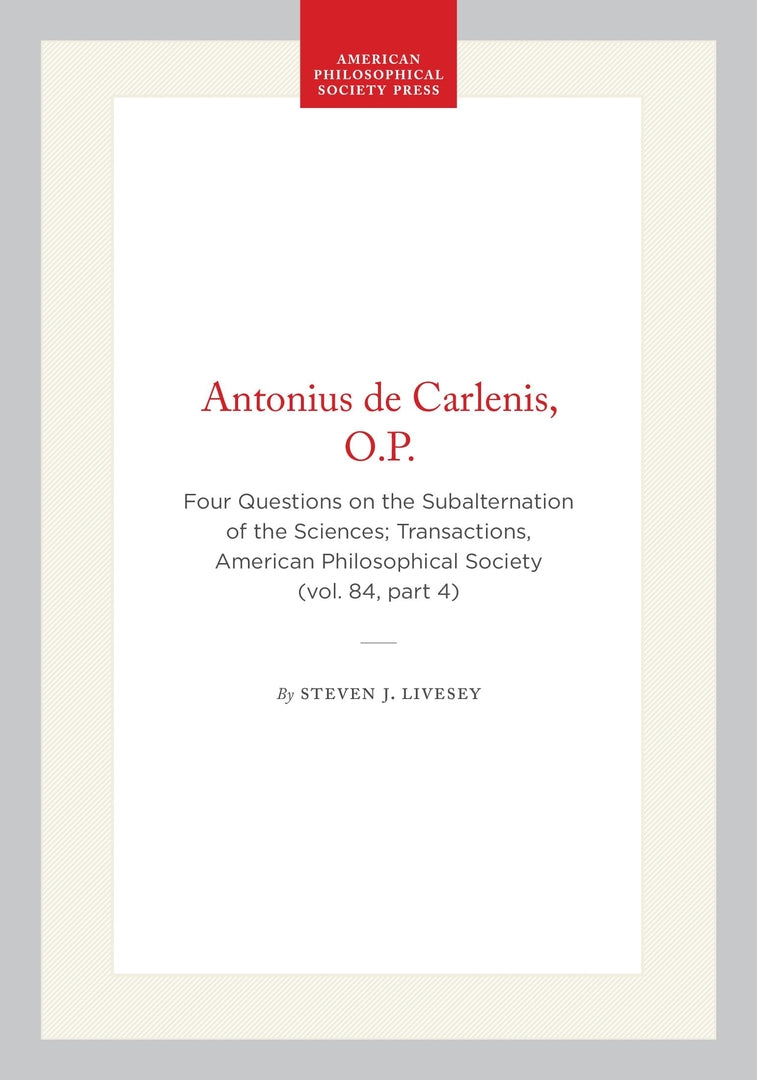 Cover image for Antonius de Carlenis, O.P. ISBN 9780871698445