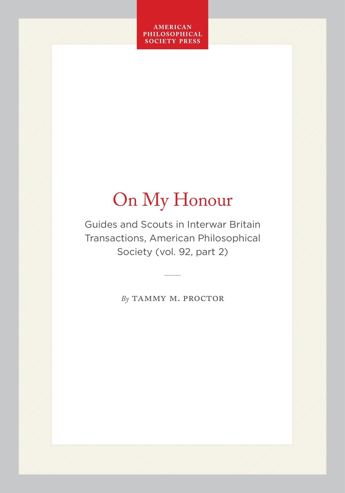 Cover image for On My Honour ISBN 9780871699220