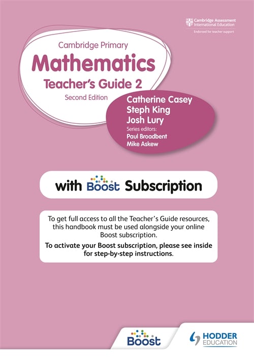 Book cover image for Cambridge Primary Mathematics Teacher's Guide Stage 2 with Boost Subscription ISBN: 9781398300798