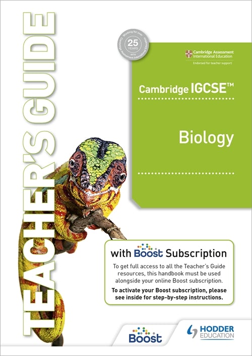 Book cover image for Cambridge IGCSE™ Biology Teacher's Guide with Boost Subscription Booklet ISBN: 9781398310476