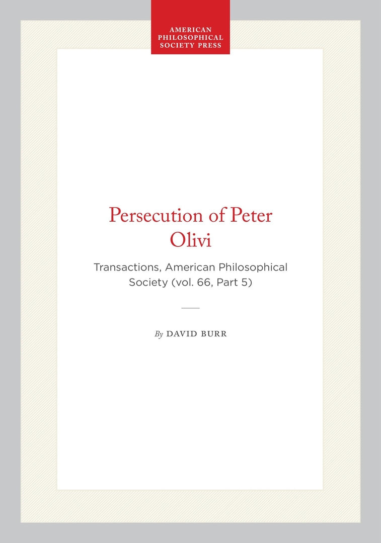 Cover image for Persecution of Peter Olivi ISBN 9781422375211