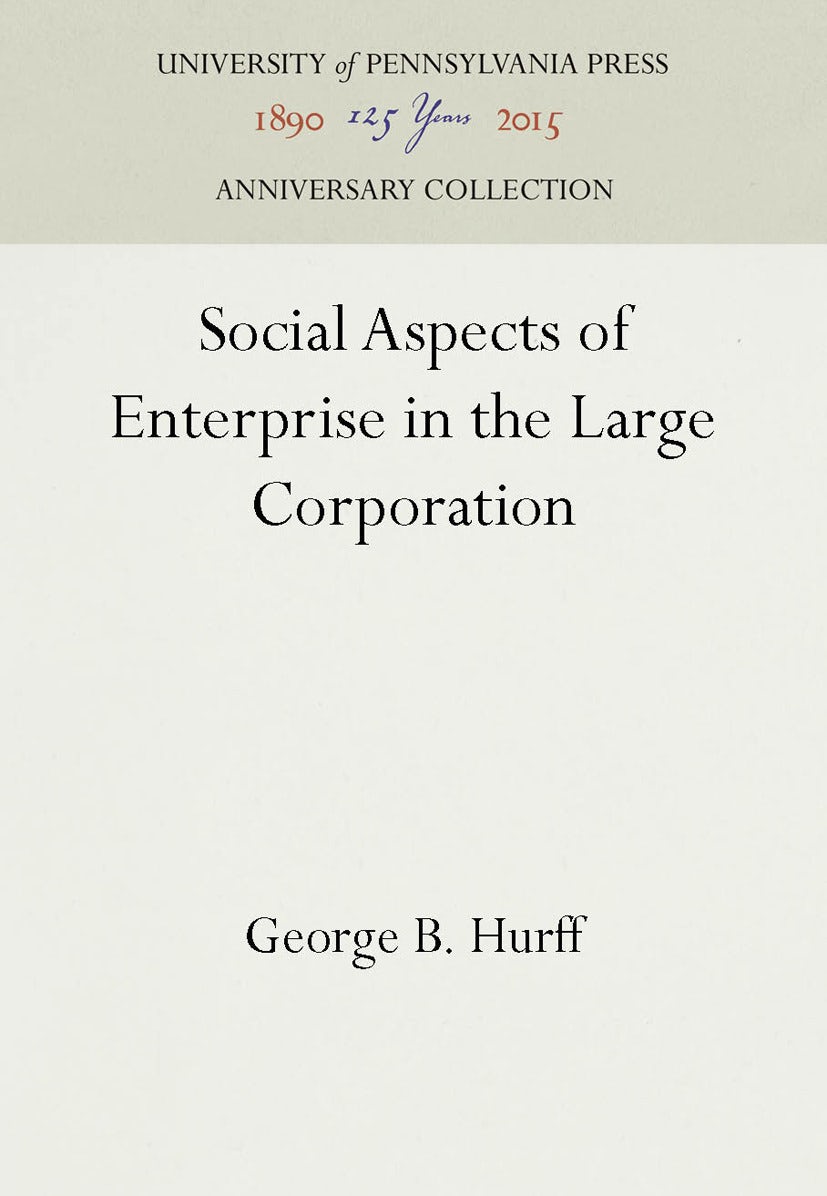 Book cover image for Social Aspects of Enterprise in the Large Corporation ISBN: 9781512803006