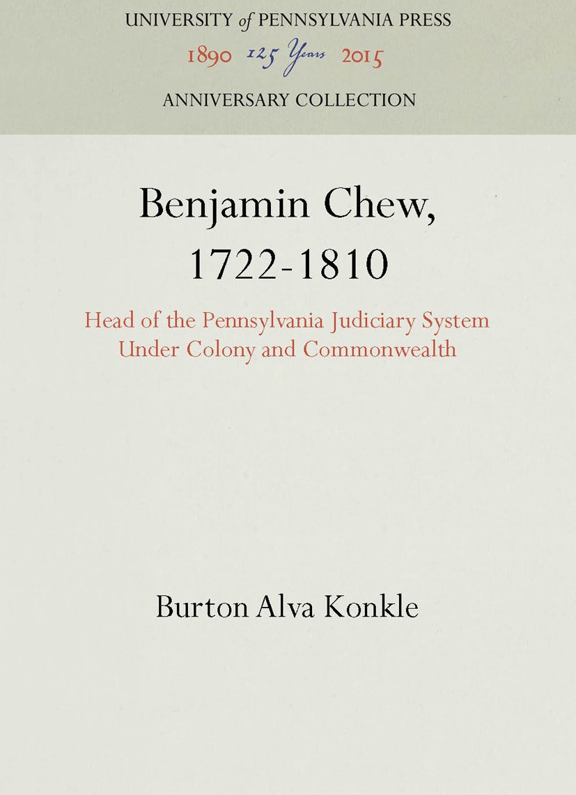 Book cover image for Benjamin Chew, 1722-1810 ISBN: 9781512803457