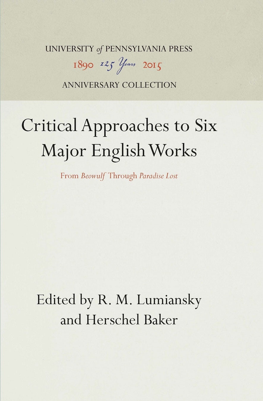 Book cover image for Critical Approaches to Six Major English Works ISBN: 9781512804140