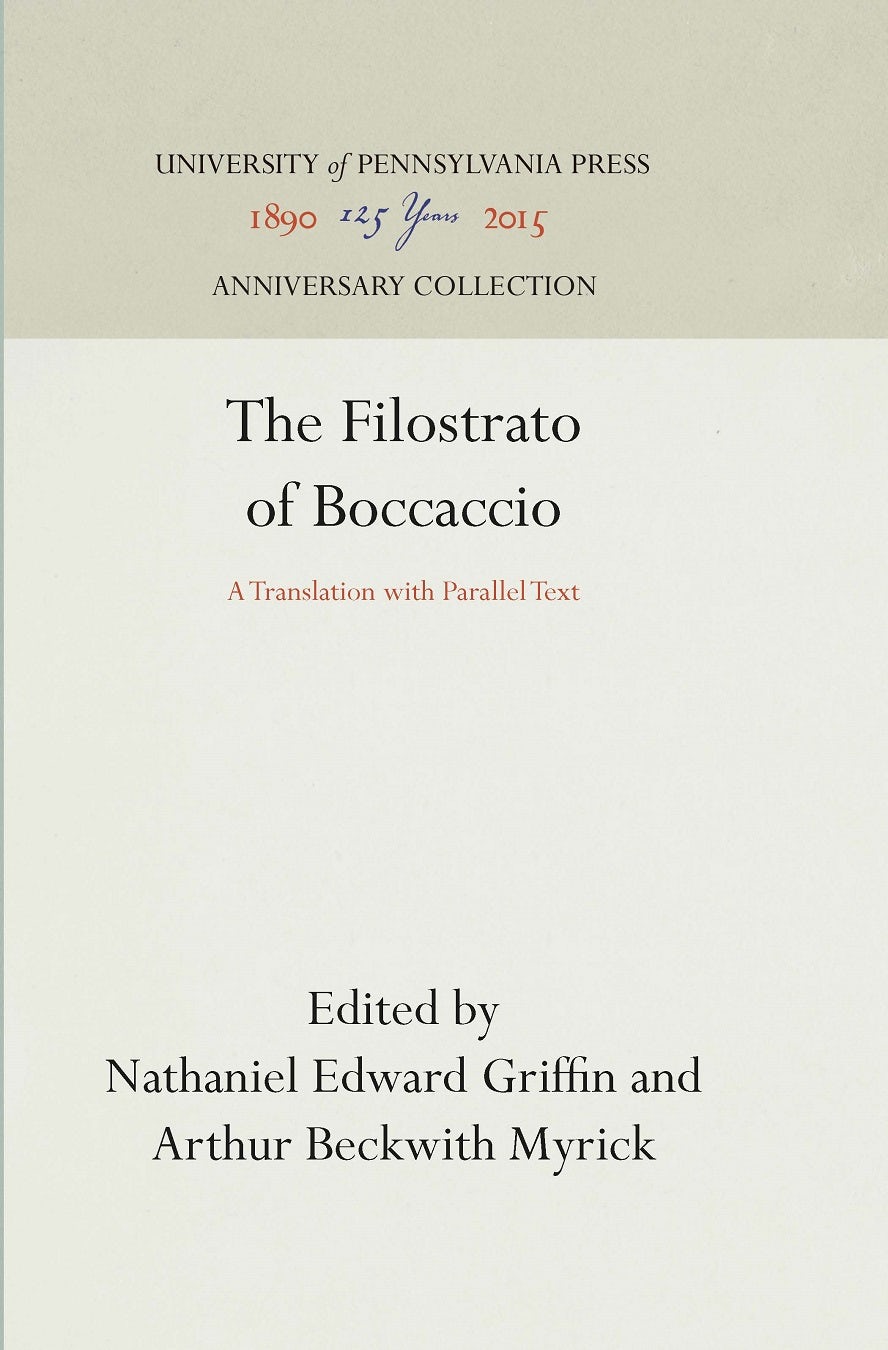 Book cover image for The Filostrato of Boccaccio ISBN: 9781512816440
