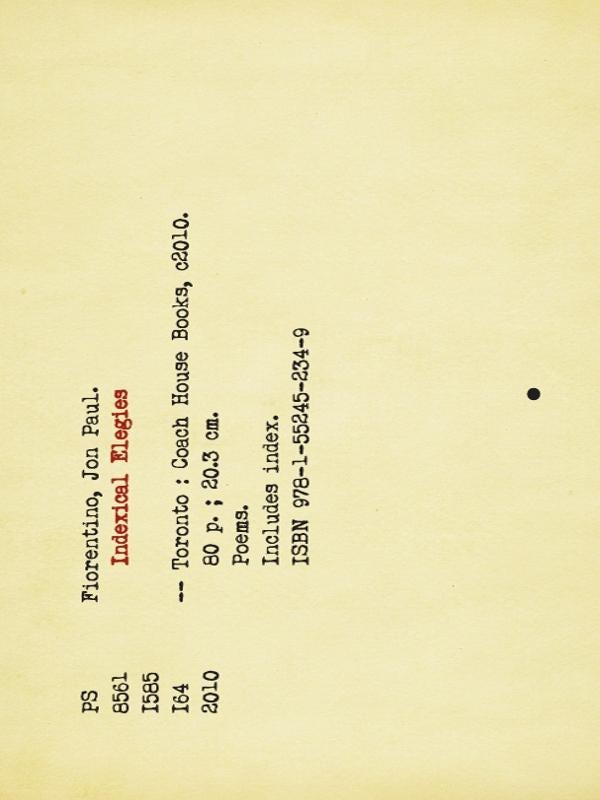 Book cover image for Indexical Elegies ISBN: 9781552452349