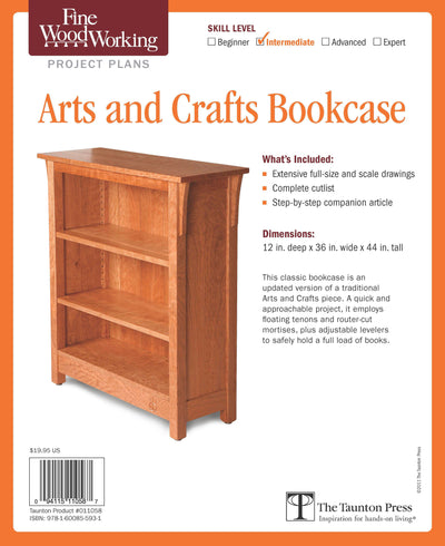 Cover image for Fine Woodworking's Arts and Crafts Bookcase Plan, isbn: 9781600855931