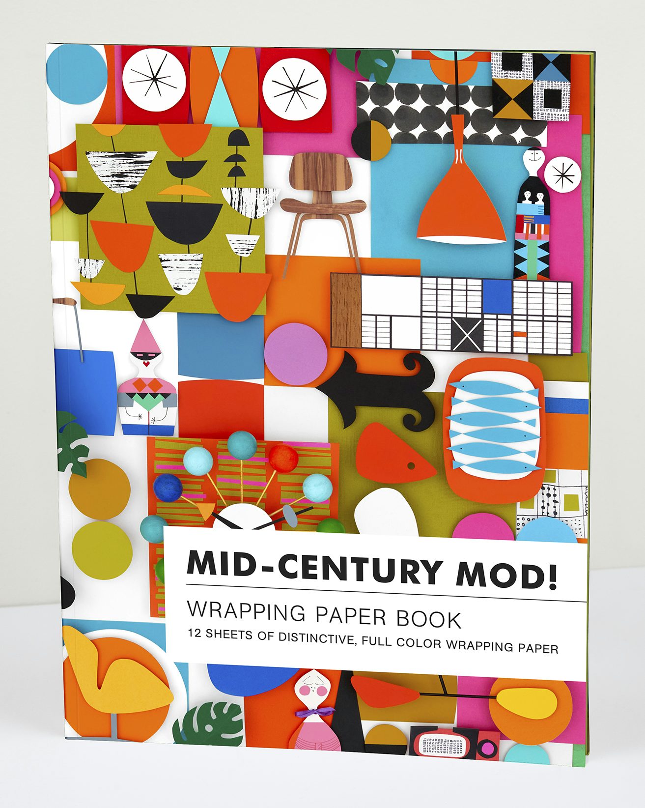 Book cover image for teNeues - Wrapping Paper Book: Mid-Century Mod!, Flat Packed Wrapping Paper, 12 Full Color Sheets, 6 Designs ISBN: 9781623259143