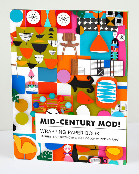 teNeues - Wrapping Paper Book: Mid-Century Mod!, Flat Packed Wrapping Paper, 12 Full Color Sheets, 6 Designs