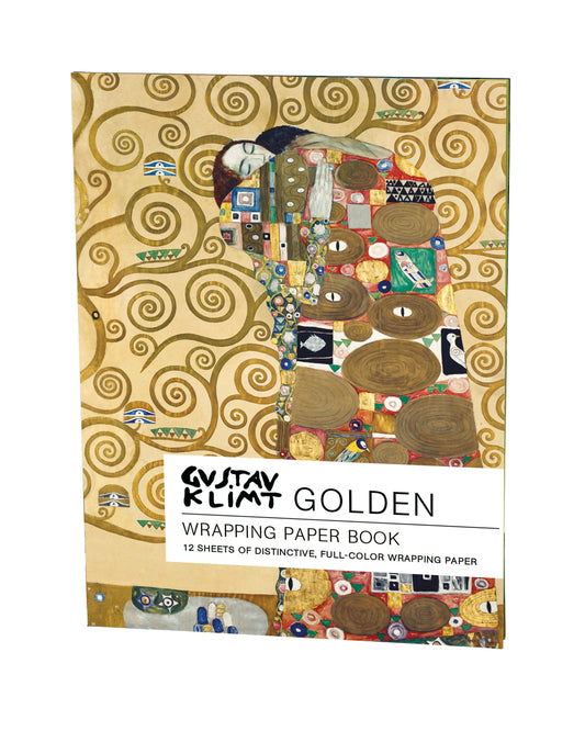 teNeues - Wrapping Paper Book: Golden, Gustav Klimt, 12 Pages, Folded into a Book, Softcover, includes Page of Lablels, 6 Designs
