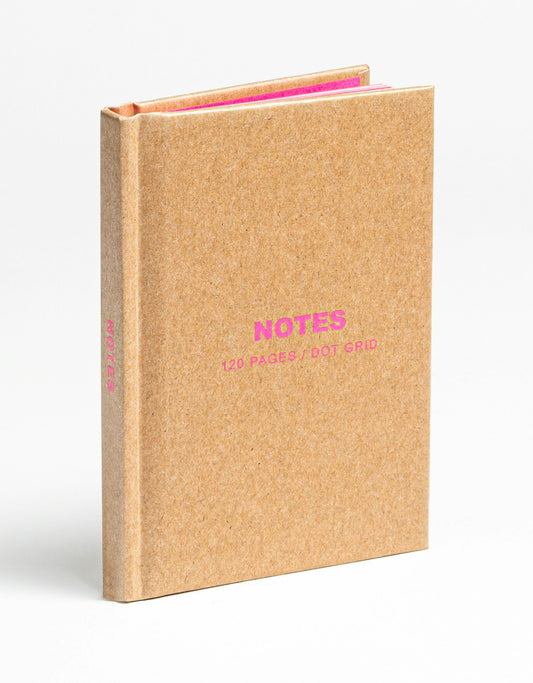 teNeues - Mini Notebook: Kraft and Neon Pink, Hardcover, 120 Dot-Grid Pages with Lay Flat Binding