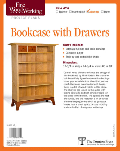 Cover image for Fine Woodworking's Bookcase with Drawers Plan, isbn: 9781631869372