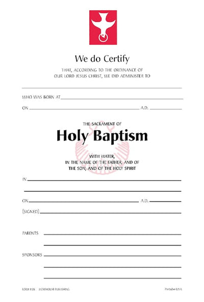 Baptism Certificate #110R