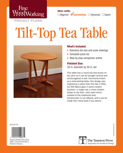 Cover image for Fine Woodworking's Tilt-Top Tea Table Plan, isbn: 9781641550871