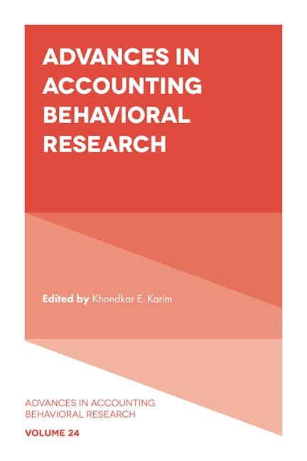Book cover image for Advances in Accounting Behavioral Research ISBN: 9781800710139
