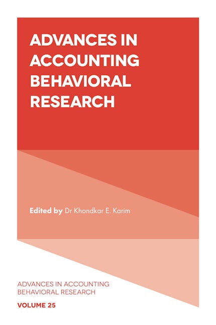 Book cover image for Advances in Accounting Behavioral Research ISBN: 9781803828022