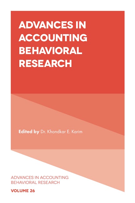 Book cover image for Advances in Accounting Behavioral Research ISBN: 9781804557990