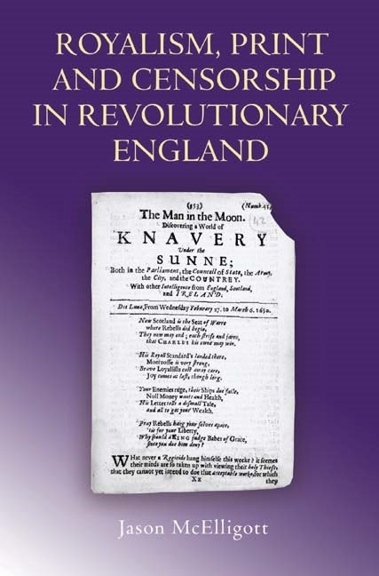 Book cover image for Royalism, Print and Censorship in Revolutionary England ISBN: 9781843833239