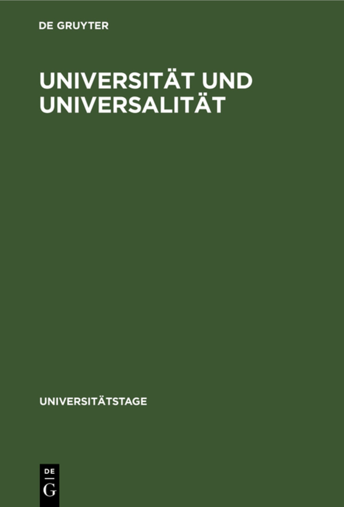 Cover image for Universität und Universalität ISBN 9783110050233