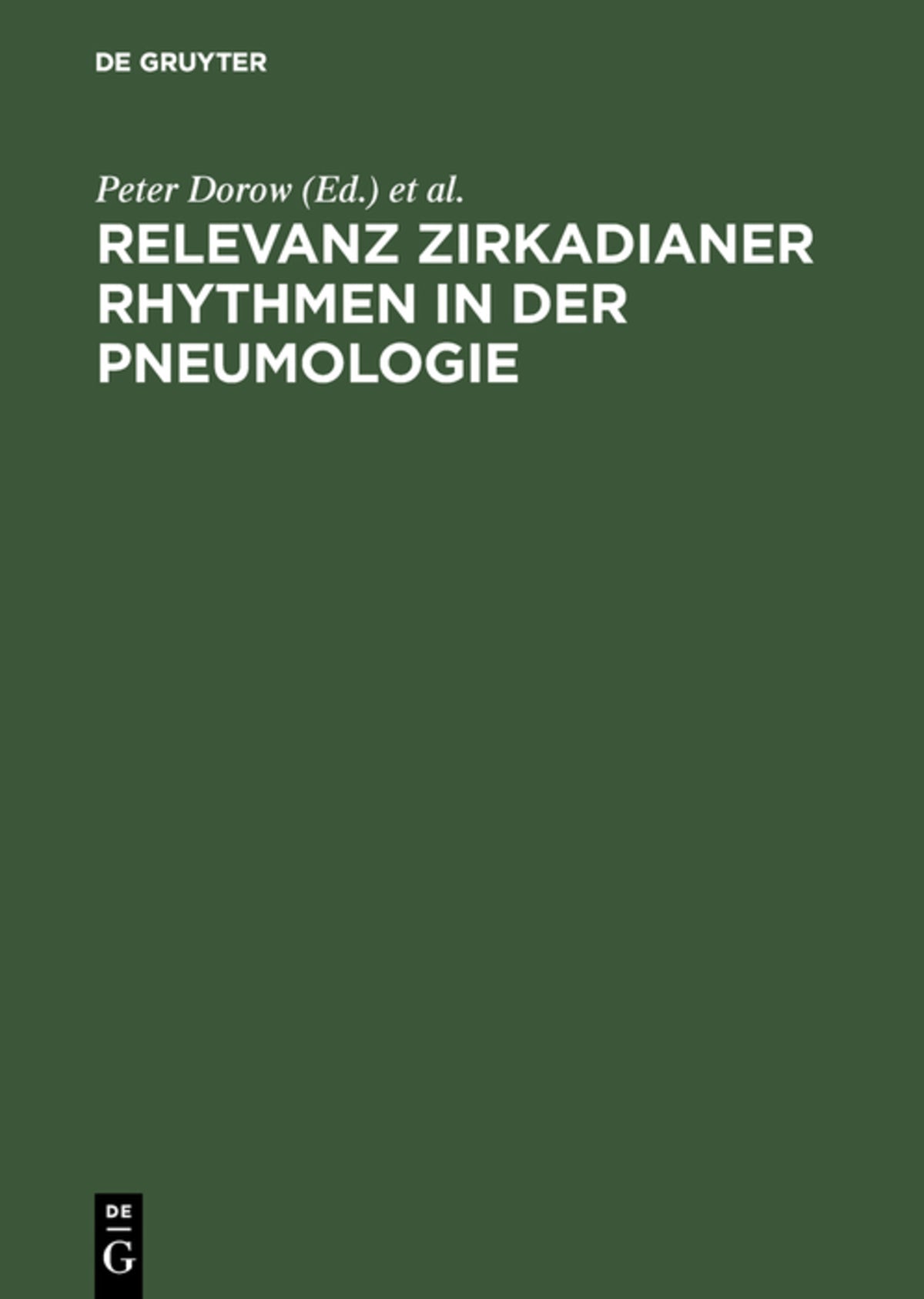 Cover image for Relevanz zirkadianer Rhythmen in der Pneumologie ISBN 9783110104066