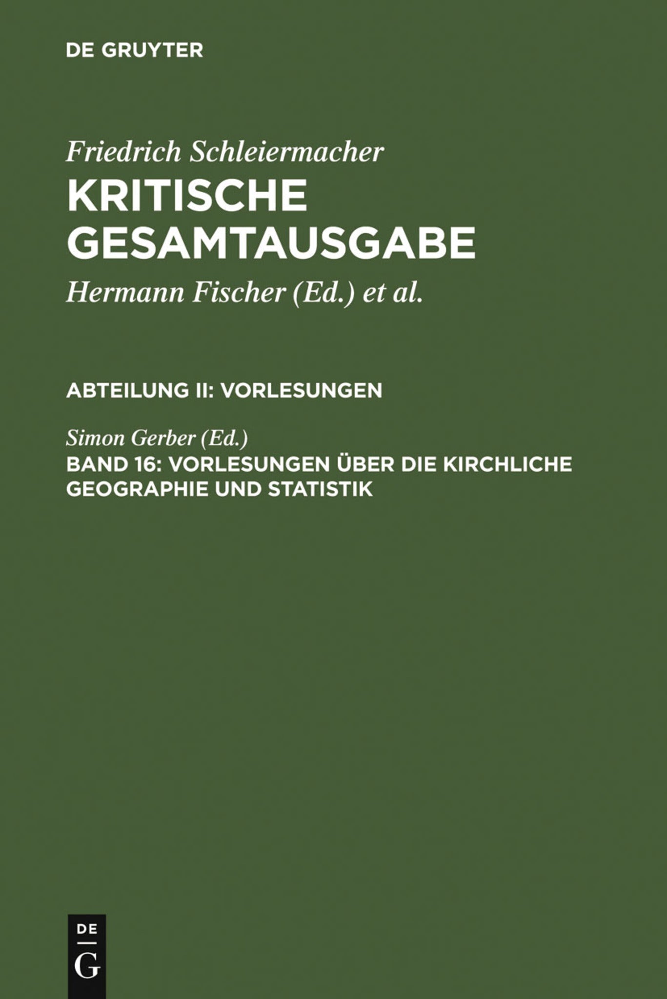 Cover image for Vorlesungen über die kirchliche Geographie und Statistik ISBN 9783110179293