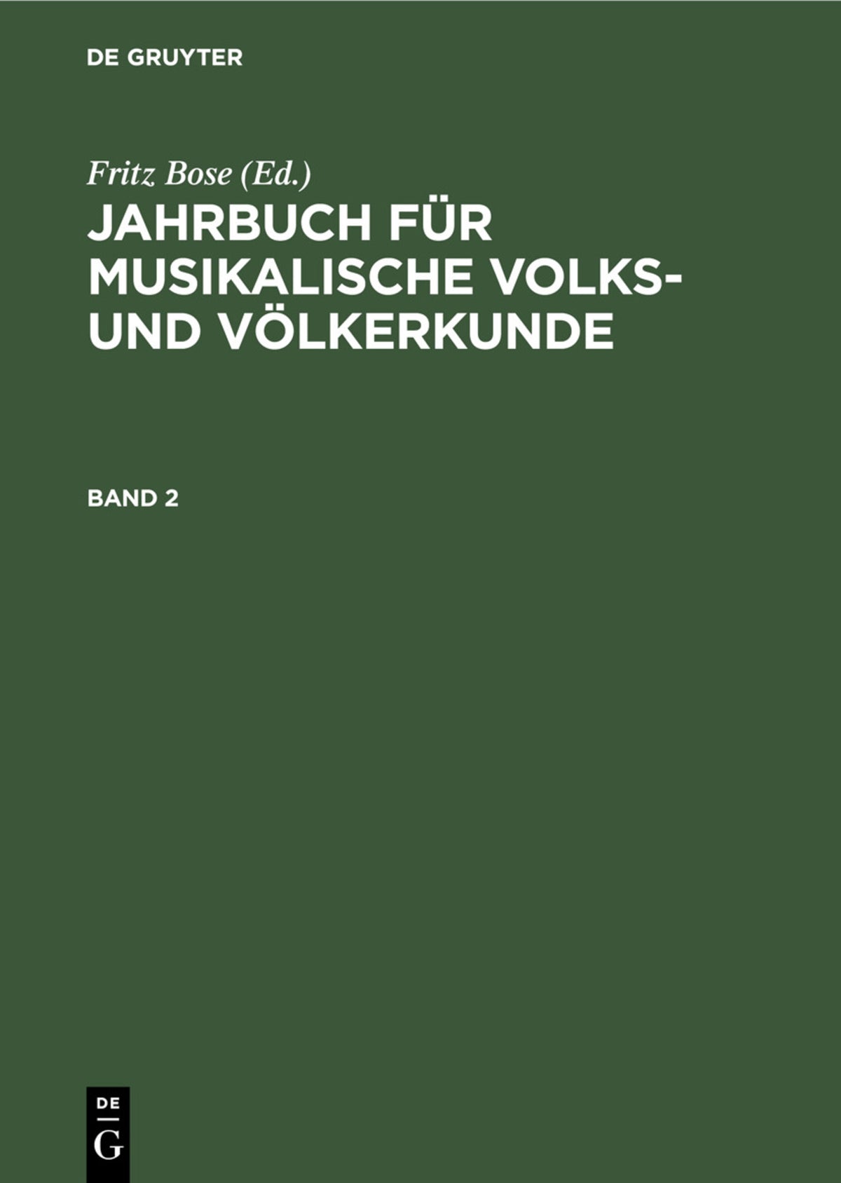 Cover image for Jahrbuch für musikalische Volks- und Völkerkunde. Band 2 ISBN 9783111081366
