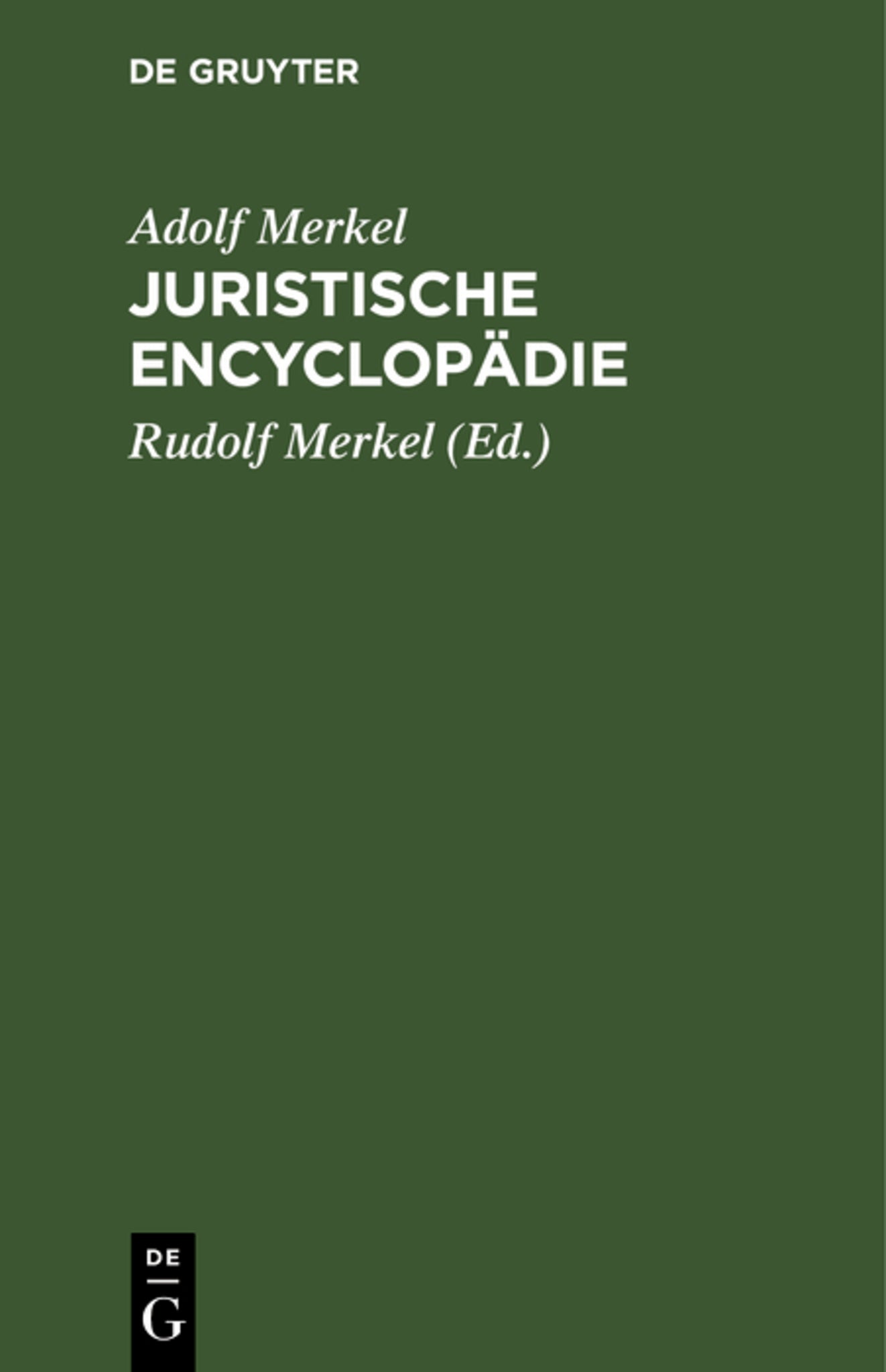 Cover image for Juristische Encyclopädie ISBN 9783111168272