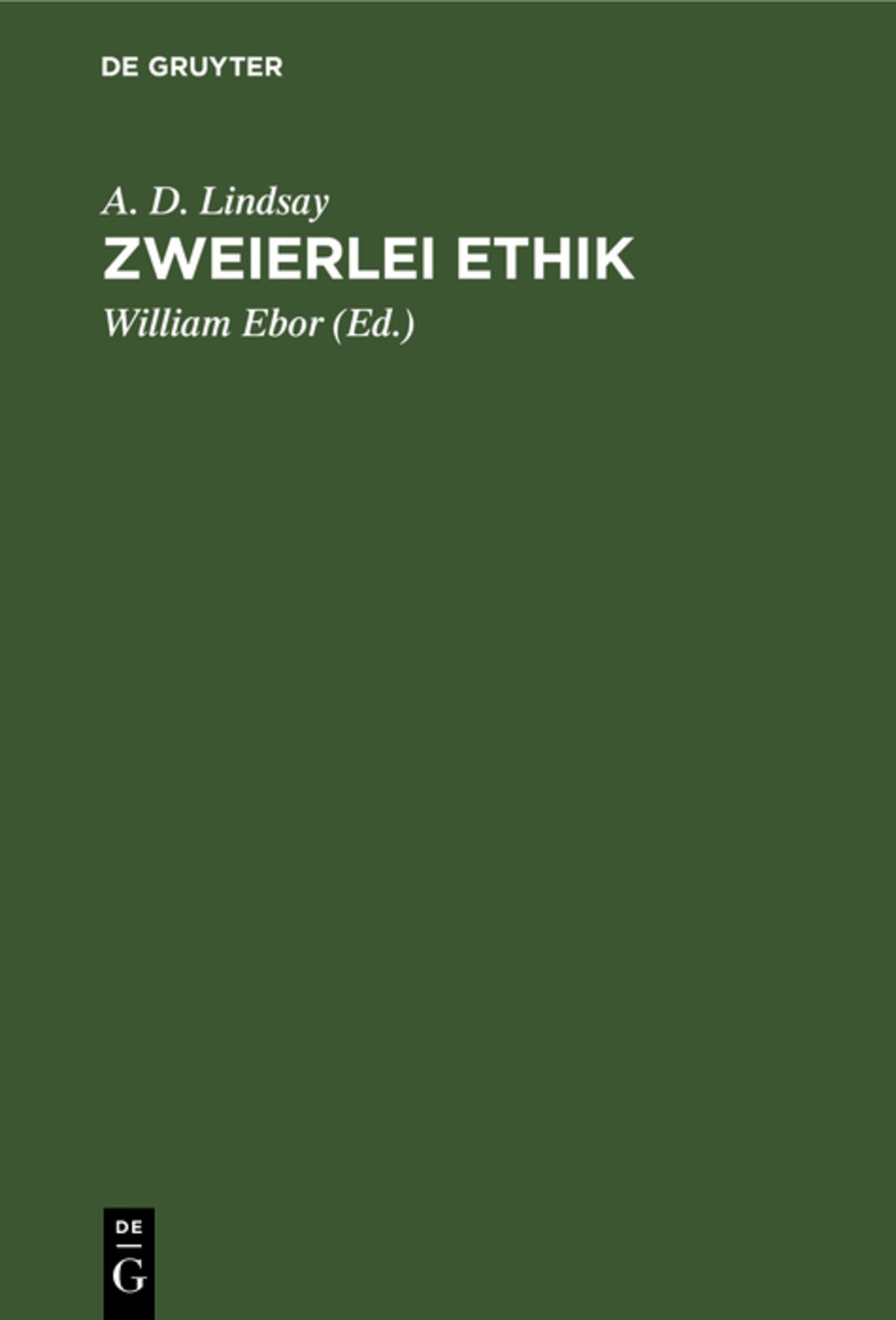 Cover image for Zweierlei Ethik ISBN 9783111168708