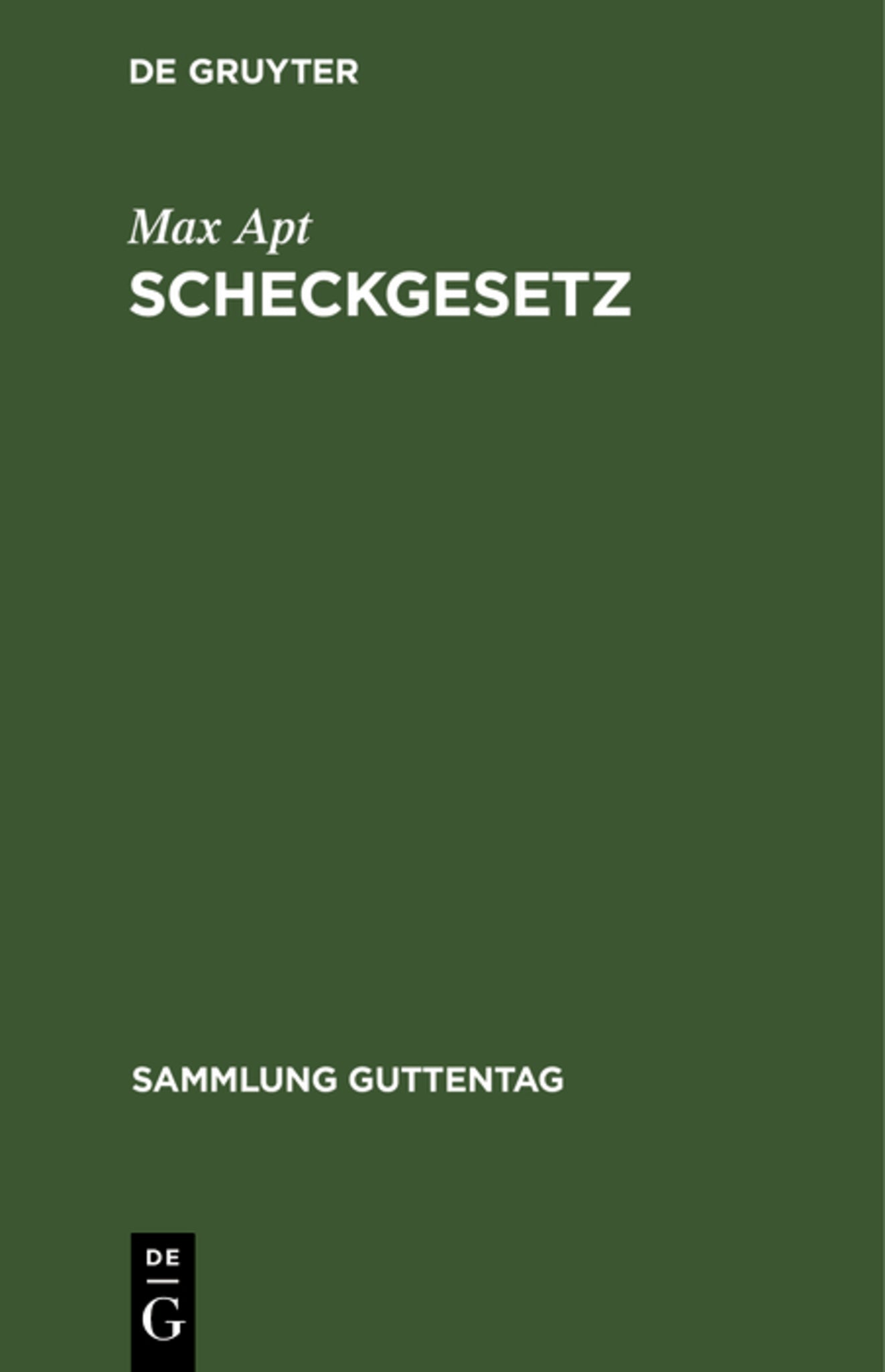 Cover image for Scheckgesetz ISBN 9783111174723