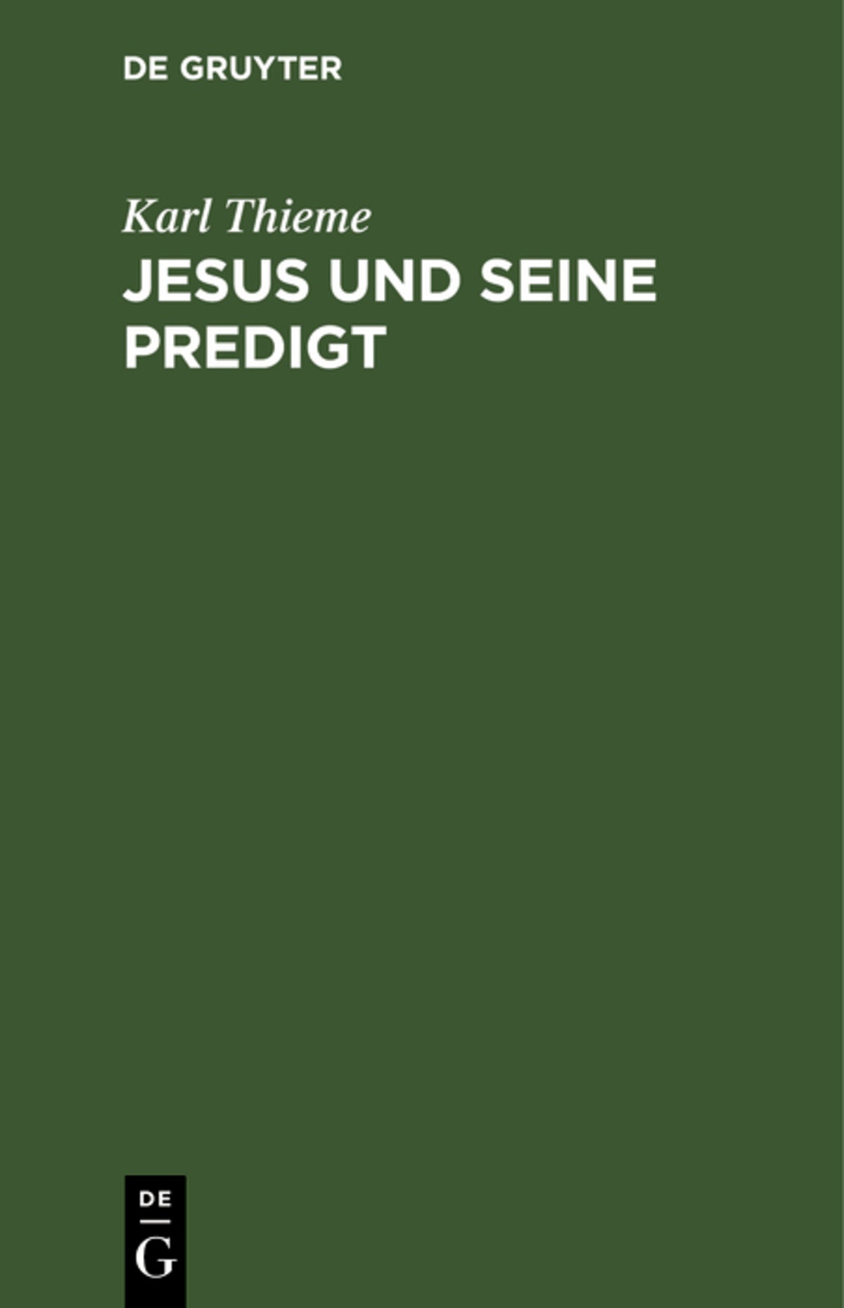 Cover image for Jesus und seine Predigt ISBN 9783111175591