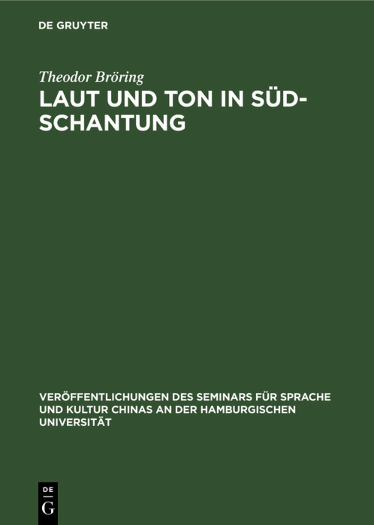 Cover image for Laut und Ton in Süd-Schantung ISBN 9783111177281