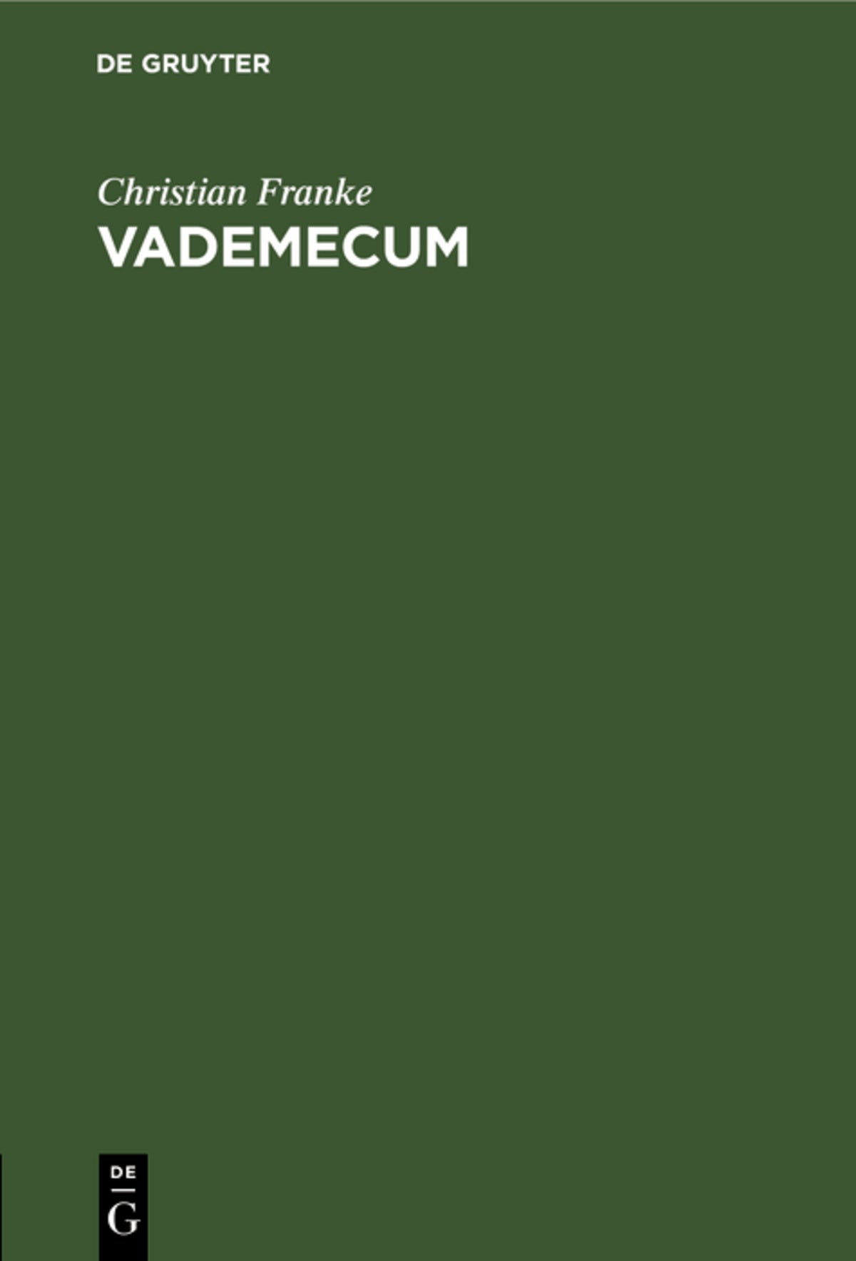 Cover image for Vademecum ISBN 9783111183510
