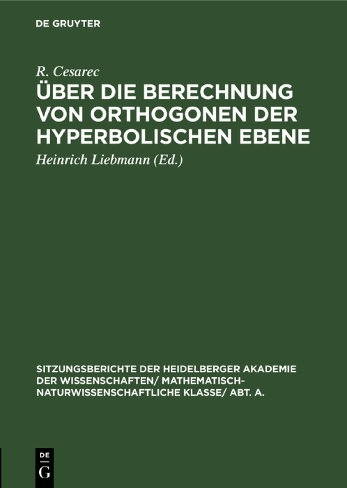 Cover image for Über die Berechnung von Orthogonen der hyperbolischen Ebene ISBN 9783111190518