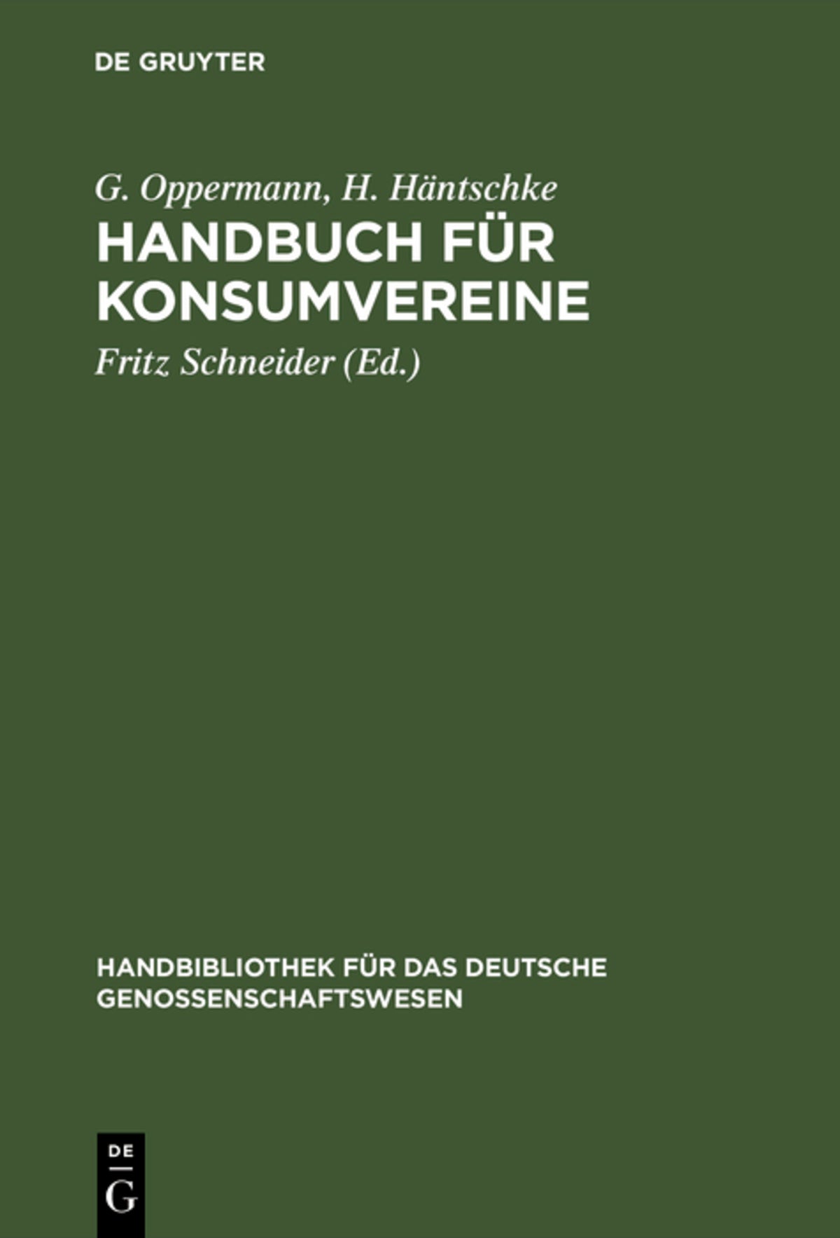 Cover image for Handbuch für Konsumvereine ISBN 9783111202518
