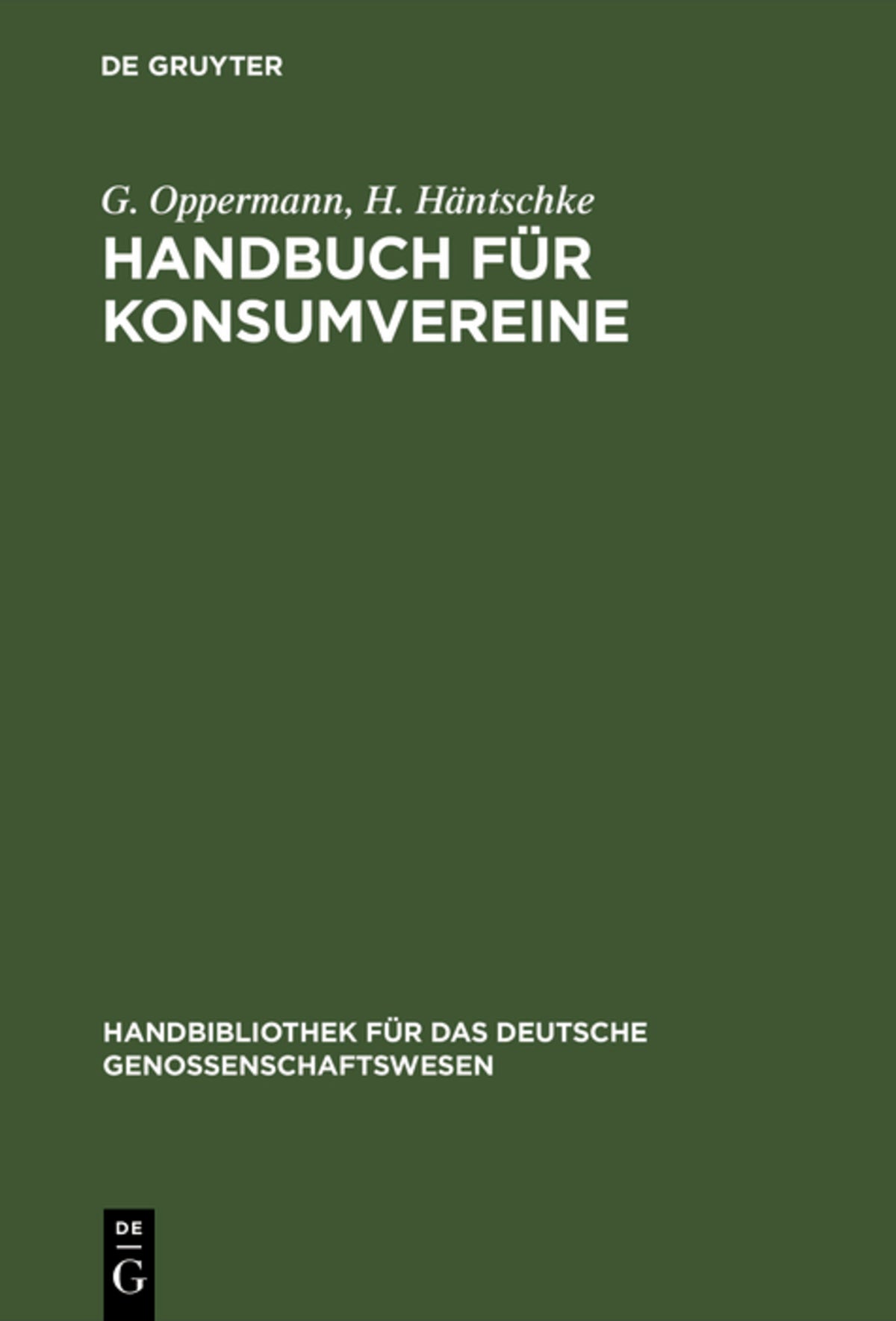 Cover image for Handbuch für Konsumvereine ISBN 9783111202525