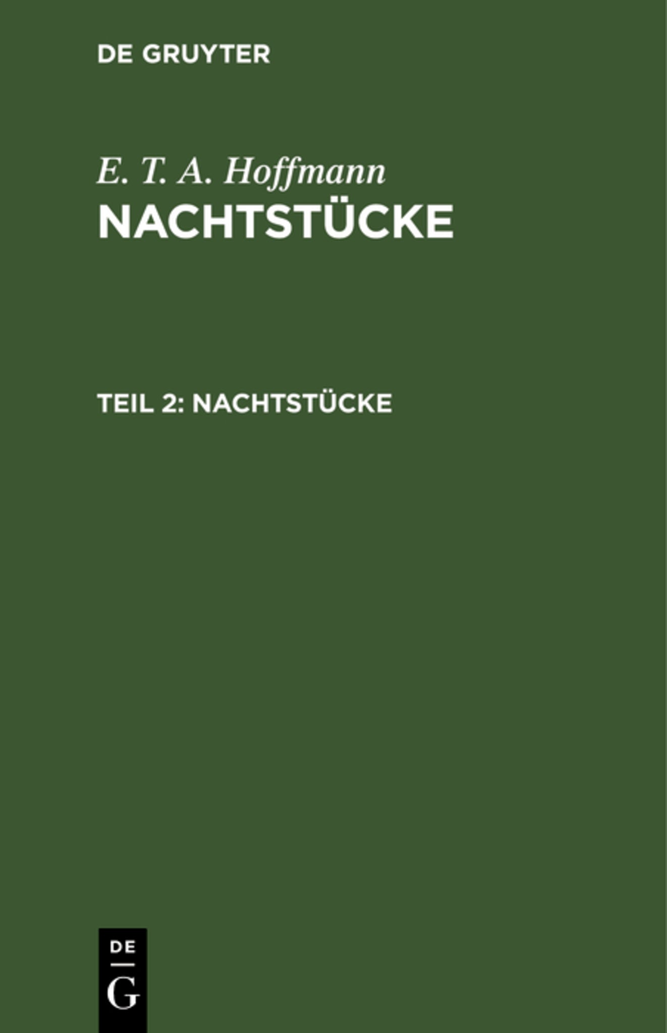 Cover image for Nachtstücke ISBN 9783111209005