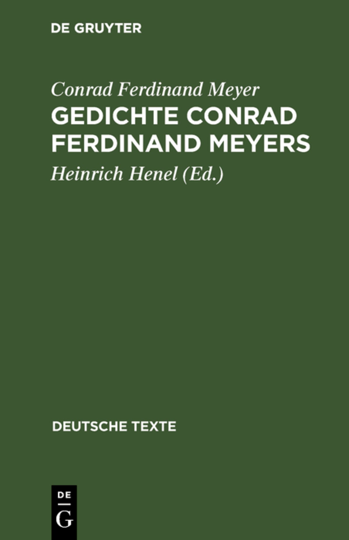 Cover image for Gedichte Conrad Ferdinand Meyers ISBN 9783111209166