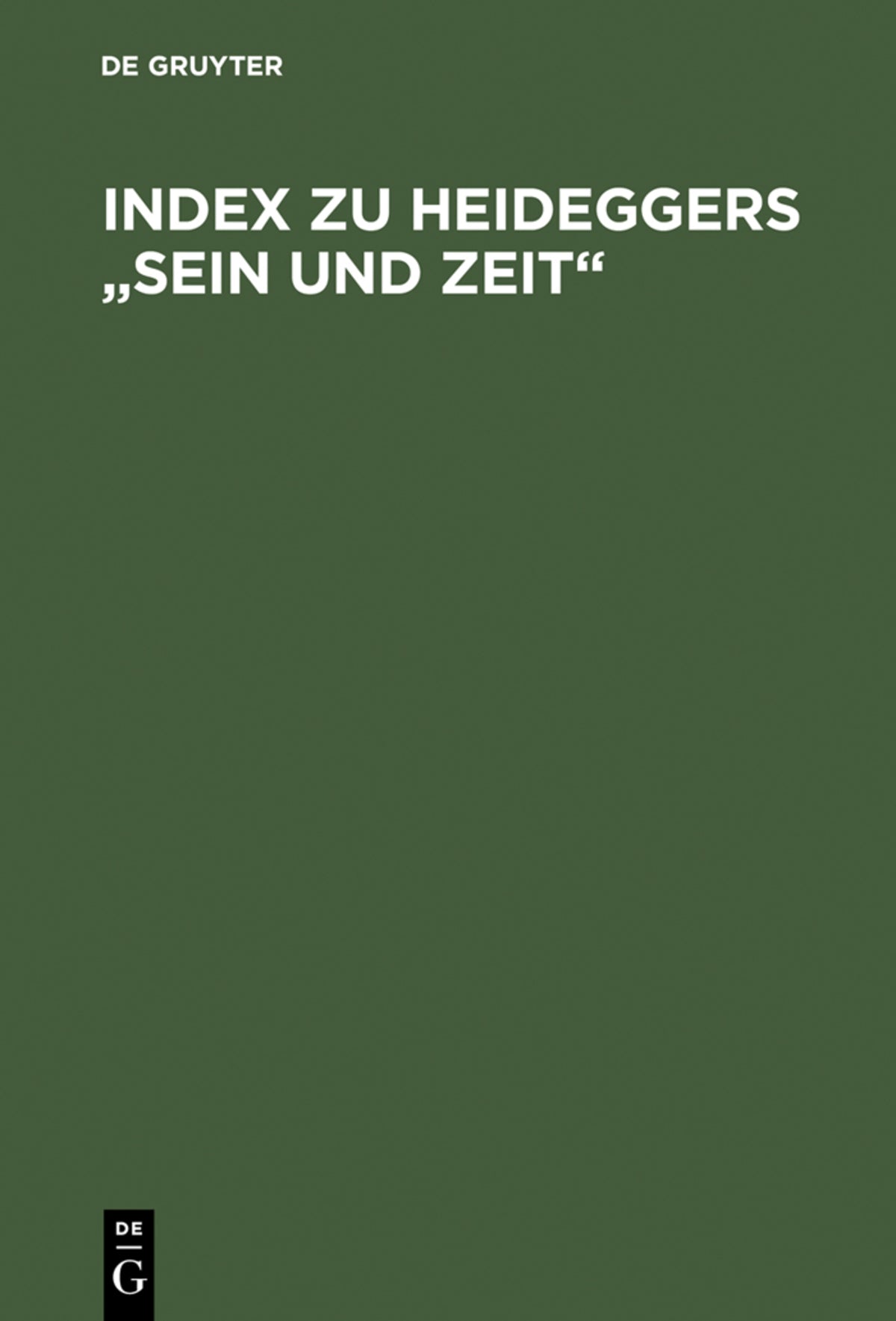 Cover image for Index zu Heideggers "Sein und Zeit" ISBN 9783111212890