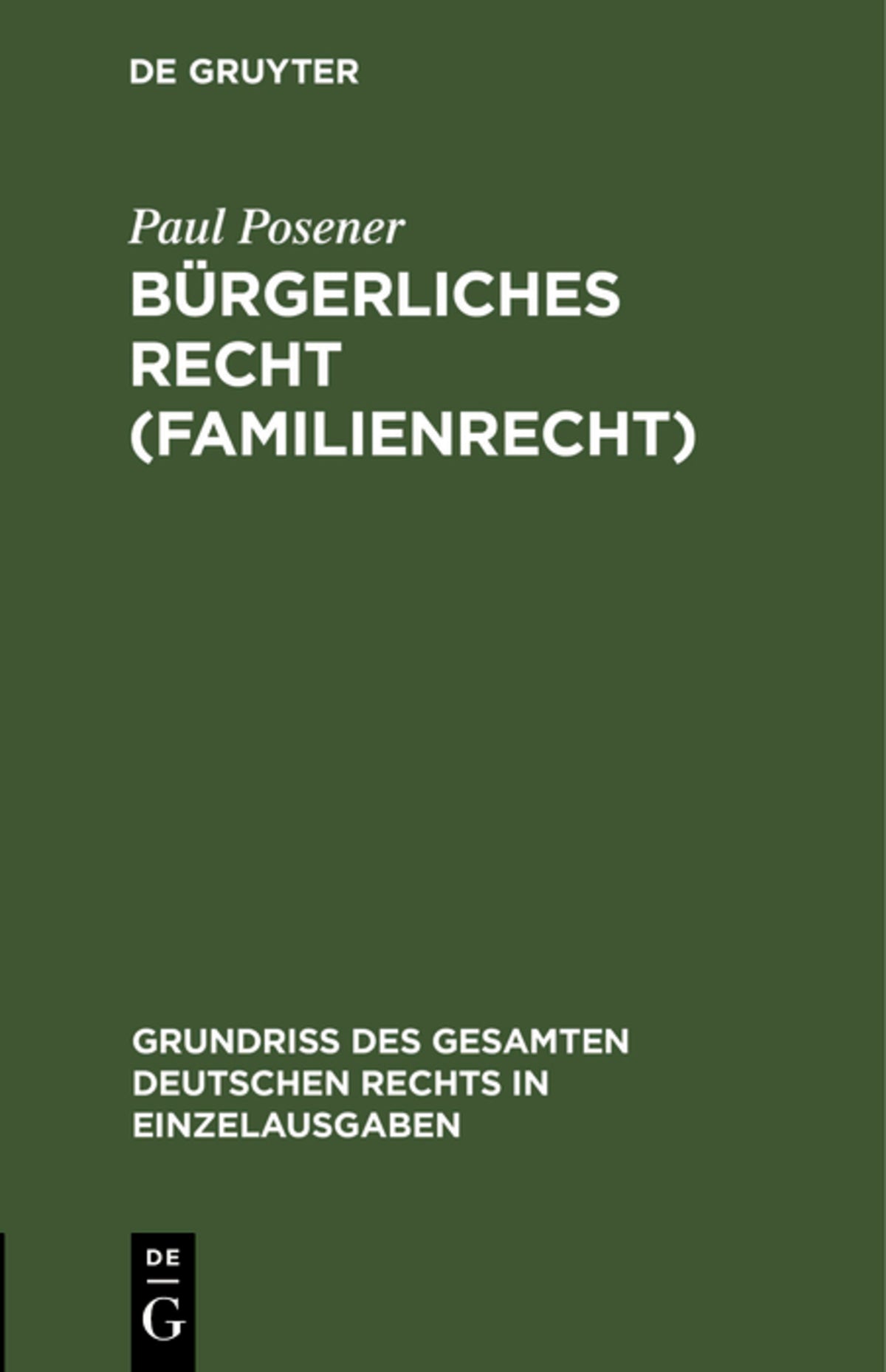 Cover image for Bürgerliches Recht (Familienrecht) ISBN 9783111230085
