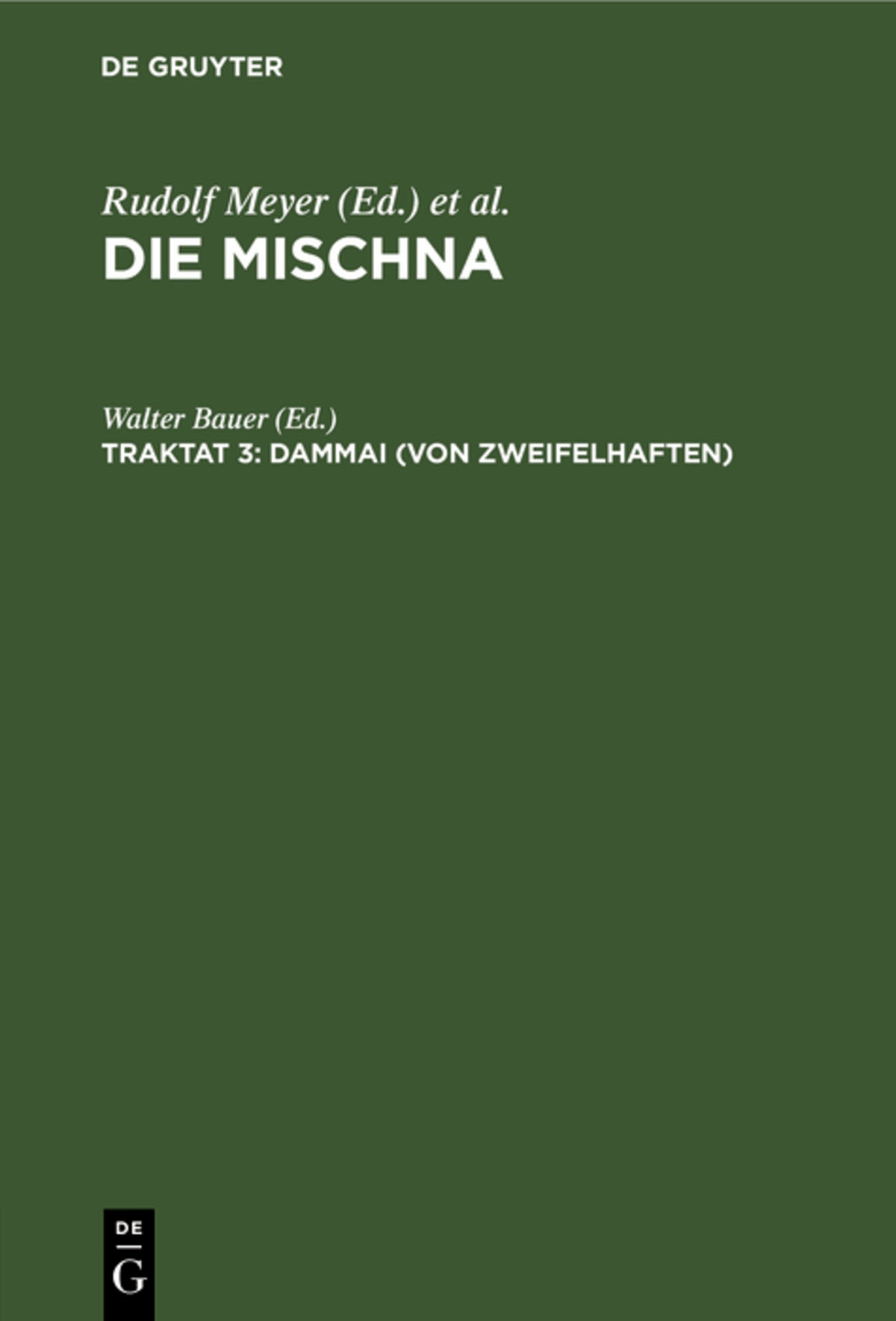 Cover image for Dammai (Von Zweifelhaften) ISBN 9783111245843