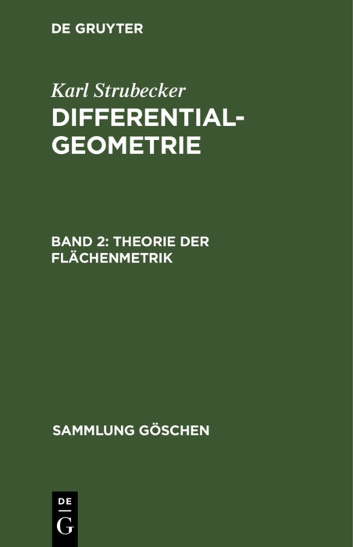 Cover image for Theorie der Flächenmetrik ISBN 9783111246499