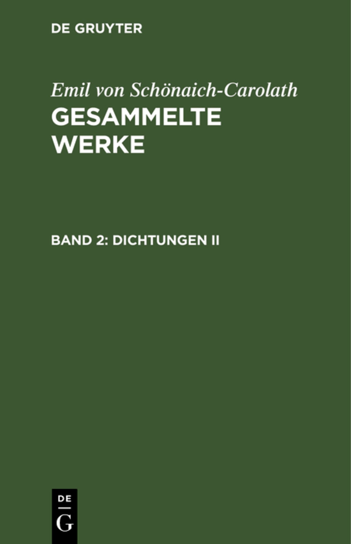 Cover image for Dichtungen II ISBN 9783111249001