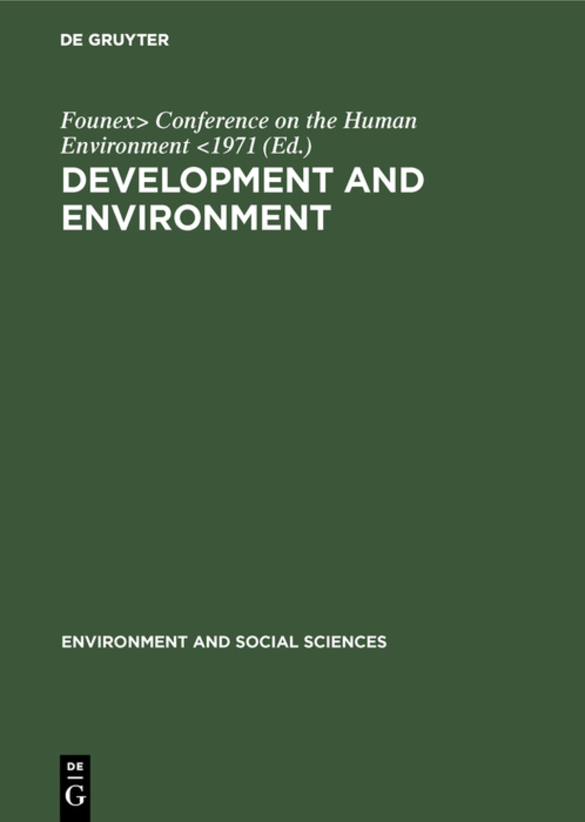 Cover image for Development and environment ISBN 9783111257891