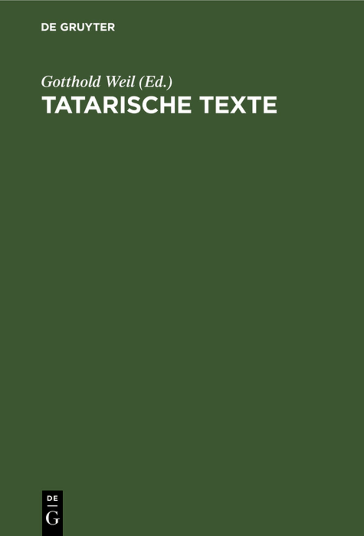 Cover image for Tatarische Texte ISBN 9783111260921