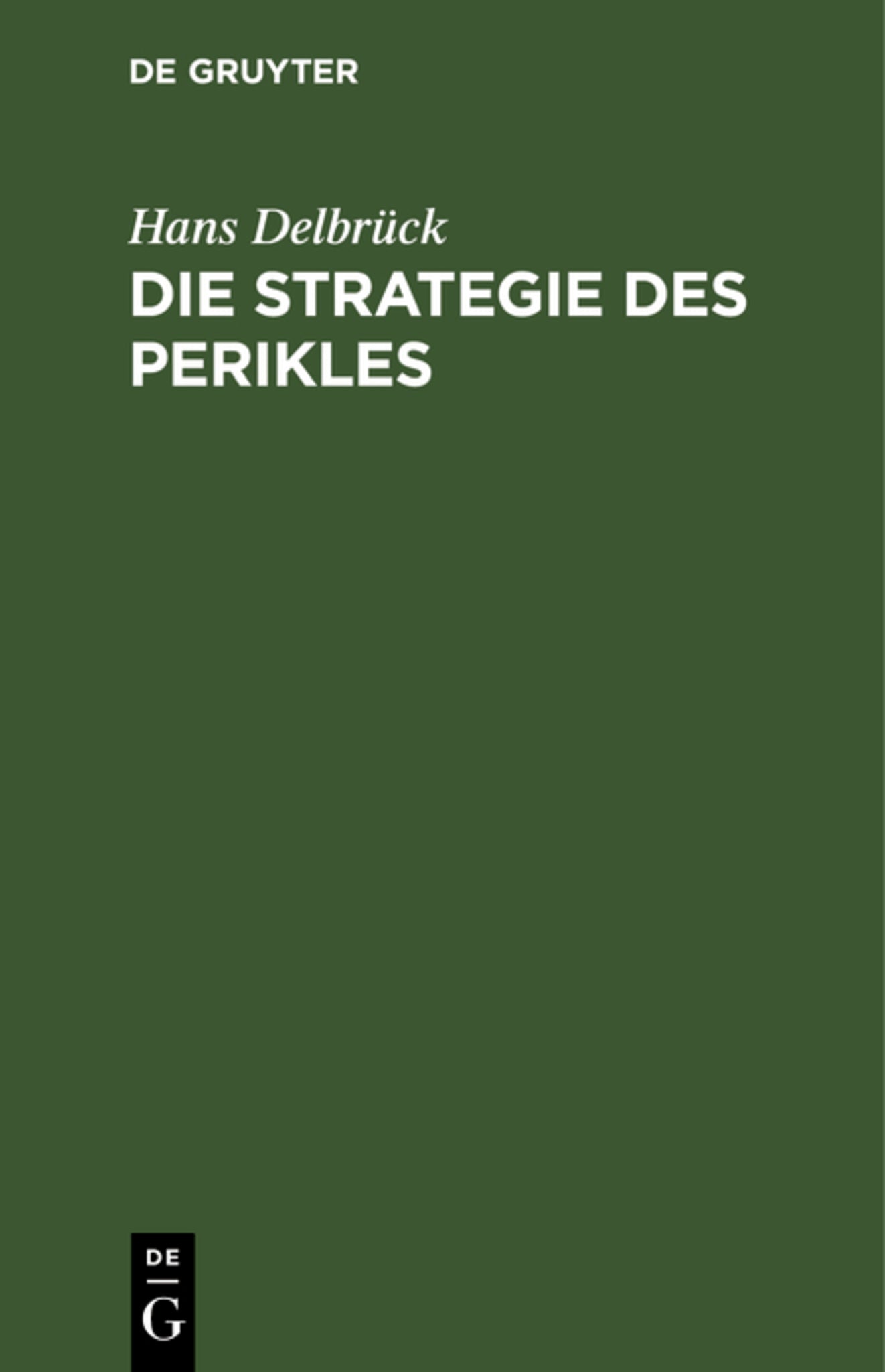Cover image for Die Strategie des Perikles ISBN 9783111261058